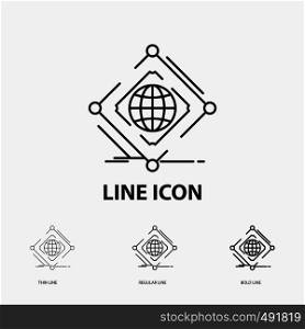 Complex, global, internet, net, web Icon in Thin, Regular and Bold Line Style. Vector illustration. Vector EPS10 Abstract Template background