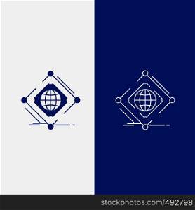 Complex, global, internet, net, web Line and Glyph web Button in Blue color Vertical Banner for UI and UX, website or mobile application. Vector EPS10 Abstract Template background