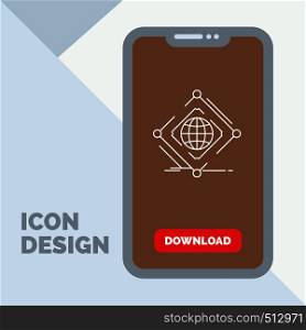 Complex, global, internet, net, web Line Icon in Mobile for Download Page. Vector EPS10 Abstract Template background