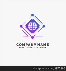 Complex, global, internet, net, web Purple Business Logo Template. Place for Tagline.