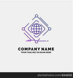 Complex, global, internet, net, web Purple Business Logo Template. Place for Tagline. Vector EPS10 Abstract Template background