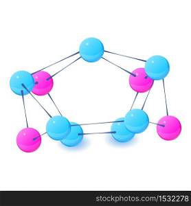 Complex molecule icon. Isometric illustration of complex molecule vector icon for web. Complex molecule icon, isometric style