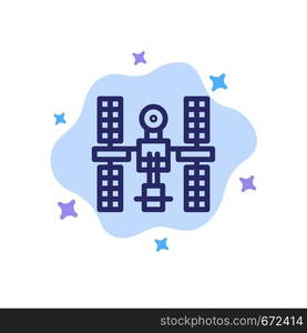 Complex, Orbital, Platform, Satellite, Space Blue Icon on Abstract Cloud Background