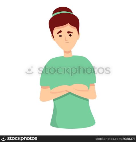 Complexity woman icon cartoon vector. Uncertainty question. Confused choice. Complexity woman icon cartoon vector. Uncertainty question