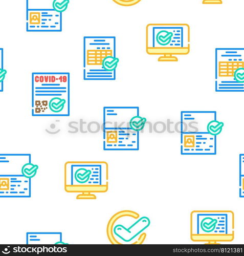 Compliance Quality Procedure Vector Seamless Pattern Color Line Illustration. Compliance Quality Procedure Icons Set Vector