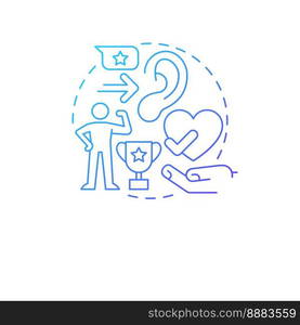 Compliment your child blue gradient concept icon. Mark achievement. Promoting self esteem in teen abstract idea thin line illustration. Isolated outline drawing. Myriad Pro-Bold font used. Compliment your child blue gradient concept icon