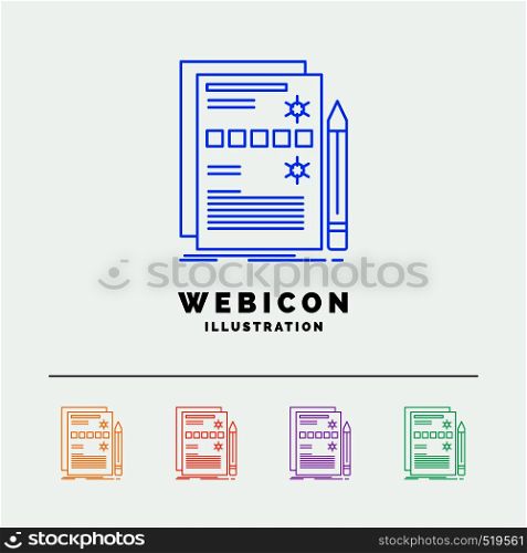 Component, data, design, hardware, system 5 Color Line Web Icon Template isolated on white. Vector illustration. Vector EPS10 Abstract Template background