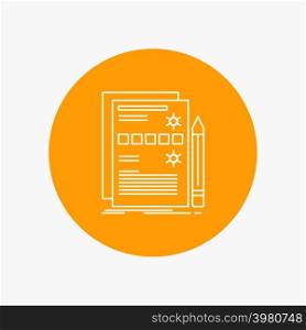Component, data, design, hardware, system White Line Icon in Circle background. vector icon illustration