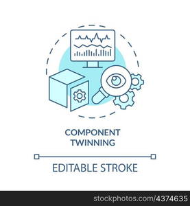 Component twinning turquoise concept icon. Computer hardware and software abstract idea thin line illustration. Isolated outline drawing. Editable stroke. Roboto-Medium, Myriad Pro-Bold fonts used. Component twinning turquoise concept icon