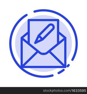 Compose, Edit, Email, Envelope, Mail Blue Dotted Line Line Icon