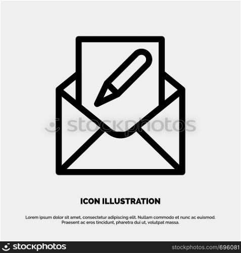 Compose, Edit, Email, Envelope, Mail Line Icon Vector