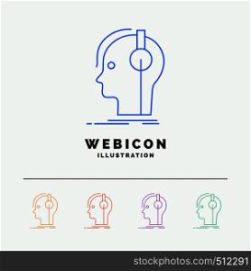 composer, headphones, musician, producer, sound 5 Color Line Web Icon Template isolated on white. Vector illustration. Vector EPS10 Abstract Template background