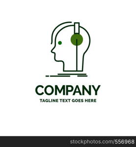 composer, headphones, musician, producer, sound Flat Business Logo template. Creative Green Brand Name Design.