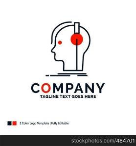 composer, headphones, musician, producer, sound Logo Design. Blue and Orange Brand Name Design. Place for Tagline. Business Logo template.