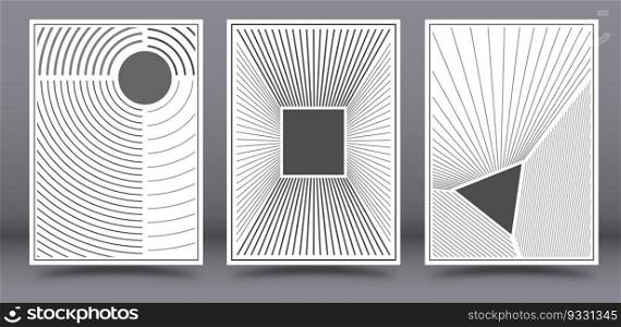 composition of geometric shapes in shades of gray. Minimalist design for interior decoration, prints, postcards, posters and banners. Linear arbitrary style
