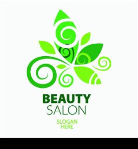 composition of green leaf logo for beauty salon