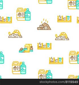 Compost Production Vector Seamless Pattern Color Line Illustration. Compost Production Vector Seamless Pattern