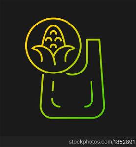 Compostable bag made from corn gradient vector icon for dark theme. Biodegradable shopping bag. Plant starch. Thin line color symbol. Modern style pictogram. Vector isolated outline drawing. Compostable bag made from corn gradient vector icon for dark theme