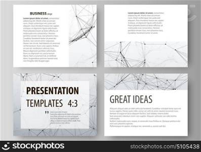 Compounds lines and dots. Big data visualization in minimal style. Graphic communication background. Set of business templates for presentation slides. Abstract vector layouts in flat design. Set of business templates for presentation slides. Easy editable abstract vector layouts in flat design. Compounds lines and dots. Big data visualization in minimal style. Graphic communication background.