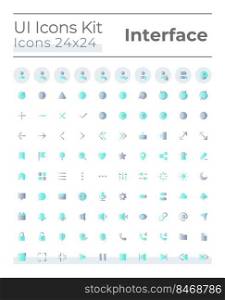 Comprehensible and simple looking flat gradient color ui icons set. System settings. Music player. Vector isolated RGB pictograms. GUI, UX design for web, mobile. Montserrat Bold, Light fonts used. Comprehensible and simple looking flat gradient color ui icons set