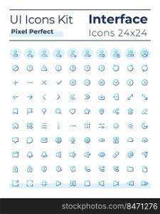 Comprehensible and simple looking pixel perfect gradient linear ui icons set. System settings. Line contour user interface symbols. Modern style pictograms. Vector isolated outline illustrations. Comprehensible and simple looking pixel perfect gradient linear ui icons set