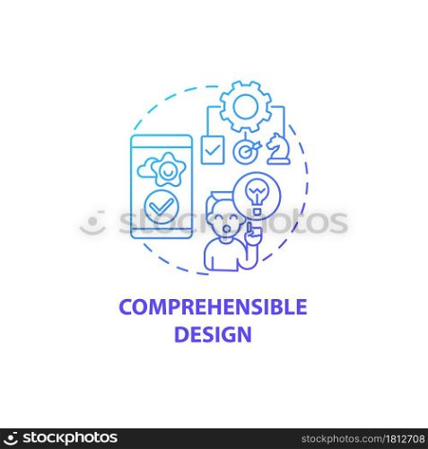 Comprehensible design concept icon. Product usage abstract idea thin line illustration. Intuitive and pain-free usage. Improving visual performance. Vector isolated outline color drawing. Comprehensible design concept icon