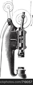 Compressed air hammer Mr. Piat, vintage engraved illustration. Industrial encyclopedia E.-O. Lami - 1875.