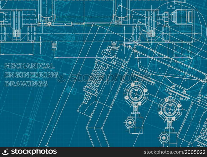 Computer aided design systems. Blueprint, scheme, plan, sketch. Technical illustrations, backgrounds Corporate style Instrument-making. Blueprint. Corporate style. Mechanical instrument making. Technical