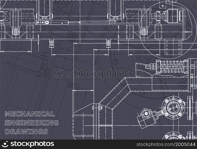 Computer aided design systems. Blueprint, scheme, plan, sketch. Technical illustrations backgrounds Mechanical engineering drawing. Blueprint. Vector engineering illustration. Computer aided design systems