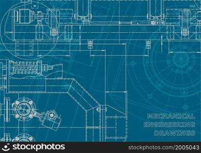 Computer aided design systems. Corporate style. Technical illustrations, backgrounds. Mechanical engineering drawing. Industry. Blueprint. Corporate style. Mechanical instrument making. Technical