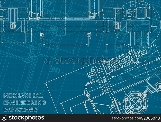 Computer aided design systems. Technical illustration, background. Corporate style. Blueprint. Corporate style. Mechanical instrument making. Technical