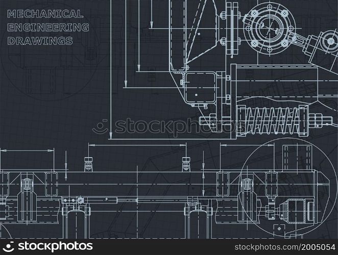 Computer aided design systems. Technical illustration. Corporate Identity. Cover, flyer, banner, background. Instrument-making drawings. Mechanical engineering drawing