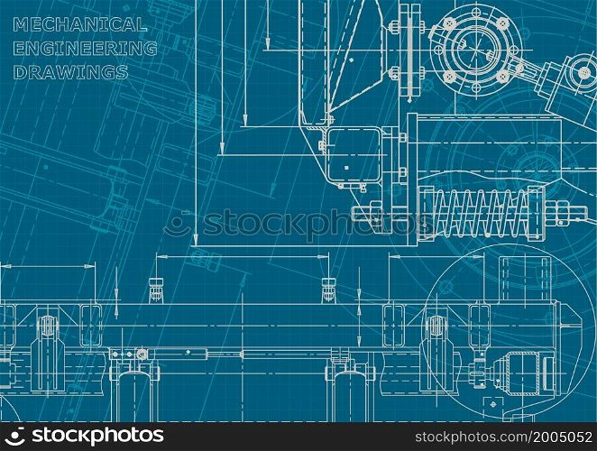 Computer aided design systems. Technical illustration. Corporate style. Blueprint. Corporate style. Mechanical instrument making. Technical