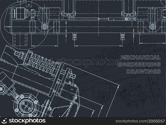 Computer aided design systems. Technical illustrations, background. Corporate Identity. Corporate Identity, backgrounds. Mechanical engineering drawing. Machine-building industry