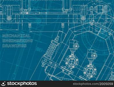 Computer aided design systems. Technical illustrations, backgrounds. Corporate style. Instrument-making drawings. Blueprint diagram. Blueprint. Corporate style. Mechanical instrument making. Technical