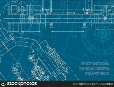 Computer aided design systems. Technical illustrations, backgrounds. Mechanical engineering drawing. Corporate style. Blueprint. Corporate style. Mechanical instrument making. Technical