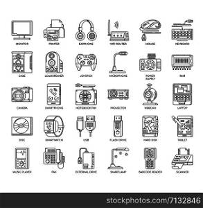 Computer and Gadget Devices , Thin Line and Pixel Perfect Icons