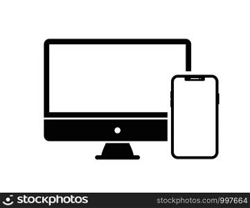 Computer and smartphone vector isolated icon. Mockup screen design. Phone display. EPS 10. Computer and smartphone vector isolated icon. Mockup screen design. Phone display.
