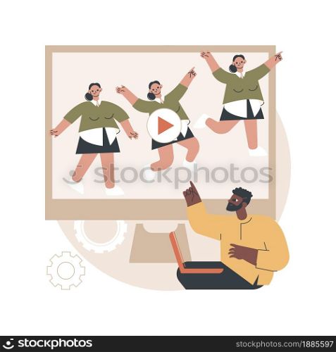 Computer animation abstract concept vector illustration. Animation graphic software, cartoon video creation, character design, computer game art, creative industry, 3d visual abstract metaphor.. Computer animation abstract concept vector illustration.