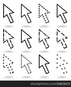 Computer arrow. Set of icons of computer arrows. A vector illustration