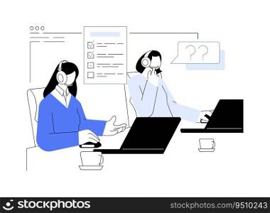Computer assisted telephone interview abstract concept vector illustration. Group of opinion poll workers interview people by phone, social science and movement, CATI software abstract metaphor.. Computer assisted telephone interview abstract concept vector illustration.