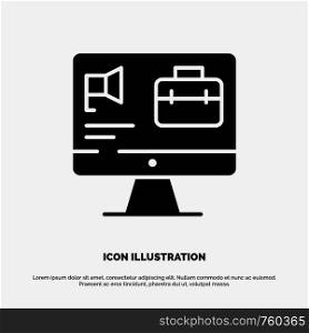 Computer, Bag, Speaker, Job solid Glyph Icon vector