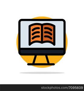 Computer, Book, OnTechnology Abstract Circle Background Flat color Icon