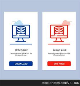 Computer, Book, OnTechnology Blue and Red Download and Buy Now web Widget Card Template