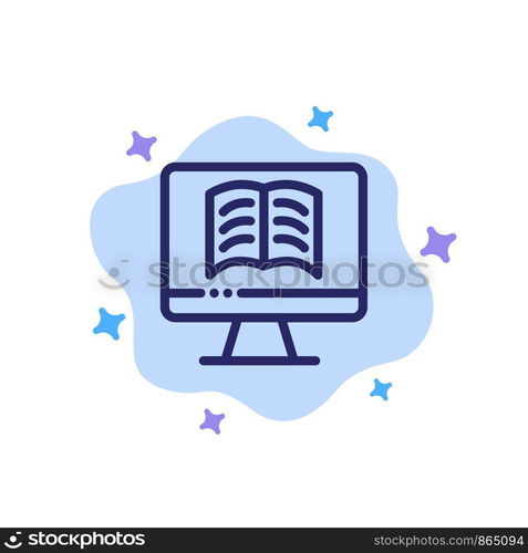 Computer, Book, OnTechnology Blue Icon on Abstract Cloud Background