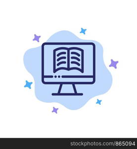 Computer, Book, OnTechnology Blue Icon on Abstract Cloud Background