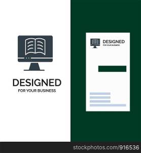 Computer, Book, OnTechnology Grey Logo Design and Business Card Template
