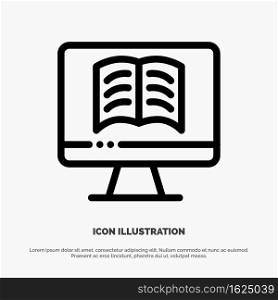 Computer, Book, OnTechnology Line Icon Vector
