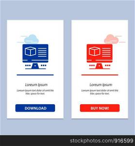 Computer, Box, Internet, Monitor Blue and Red Download and Buy Now web Widget Card Template