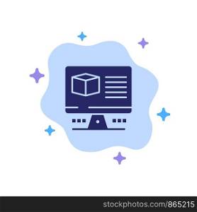 Computer, Box, Internet, Monitor Blue Icon on Abstract Cloud Background
